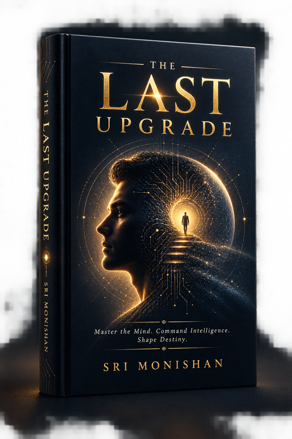 3D cover mockup for THE LAST UPGRADE by Sri Monishan